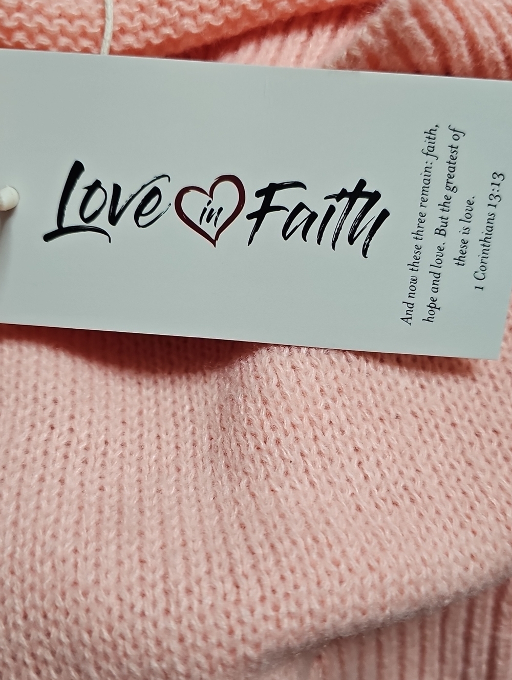 Live And Faith Relaxed Pink Crewneck Sweater with Embroidered Front - Picture 6 of 8